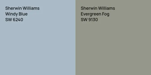 SW 6240 Windy Blue vs SW 9130 Evergreen Fog