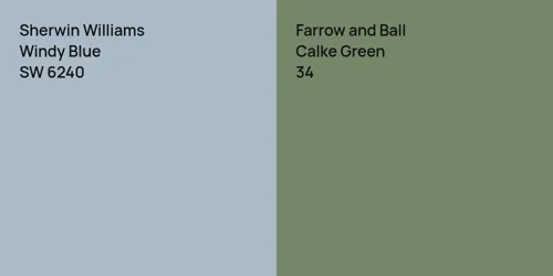 SW 6240 Windy Blue vs 34 Calke Green