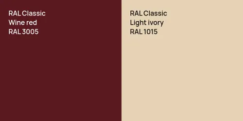 RAL 3005  Wine red vs RAL 1015  Light ivory