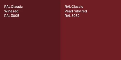 RAL 3005  Wine red vs RAL 3032  Pearl ruby red