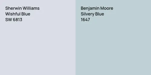 SW 6813 Wishful Blue vs 1647 Silvery Blue