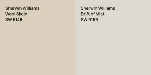 SW 6148 Wool Skein vs SW 9166 Drift of Mist