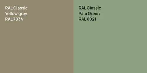 RAL 7034  Yellow grey vs RAL 6021 Pale Green