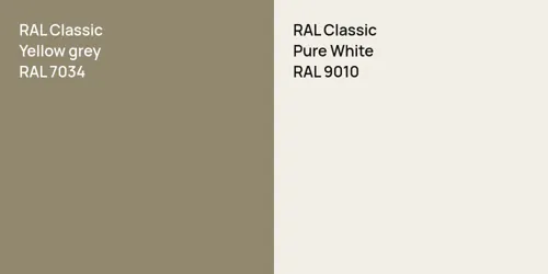 RAL 7034  Yellow grey vs RAL 9010 Pure White