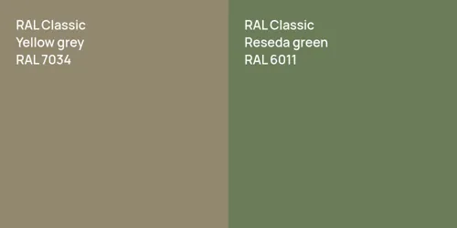 RAL 7034  Yellow grey vs RAL 6011  Reseda green