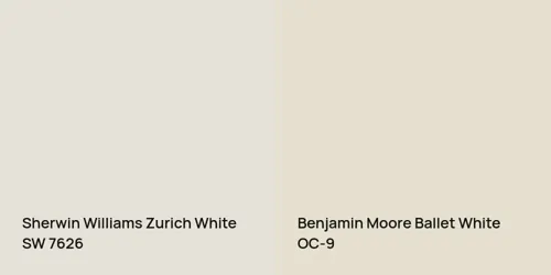 SW 7626 Zurich White vs OC-9 Ballet White