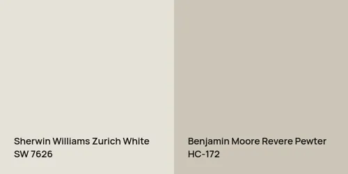 SW 7626 Zurich White vs HC-172 Revere Pewter