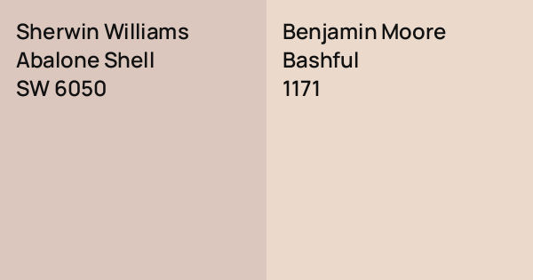 Sherwin Williams Abalone Shell vs. Benjamin Moore Bashful comparison