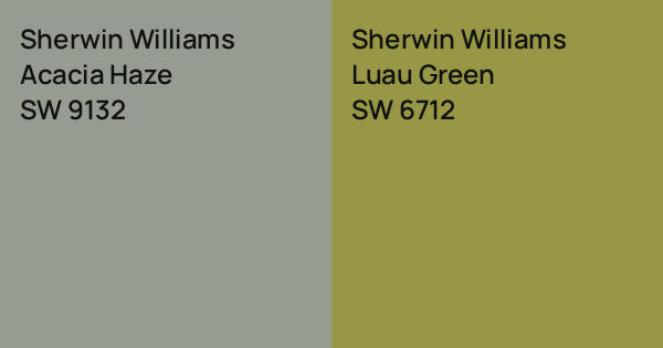 Sherwin Williams Acacia Haze vs. Sherwin Williams Luau Green comparison