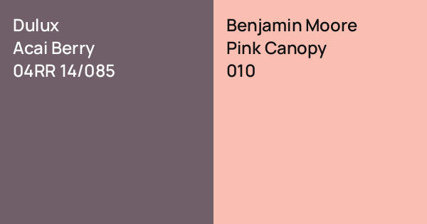 Dulux Acai Berry vs. Benjamin Moore Pink Canopy comparison