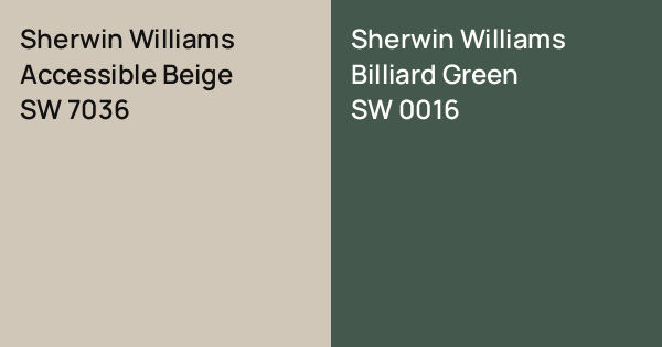 Sw 0016 Sherwin Williams Accessible Beige vs. Sherwin Williams Billiard Green ...