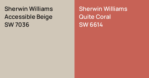 Quitee Color Sherwin Williams Accessible Beige vs. Sherwin Williams Quite Coral ...