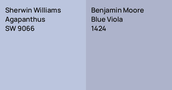 Sherwin Williams Agapanthus vs. Benjamin Moore Blue Viola comparison