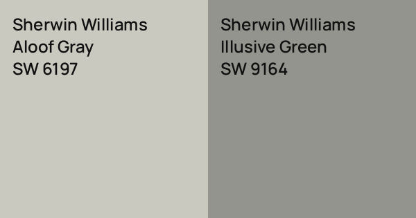 Sherwin Williams Aloof Gray vs. Sherwin Williams Illusive Green comparison
