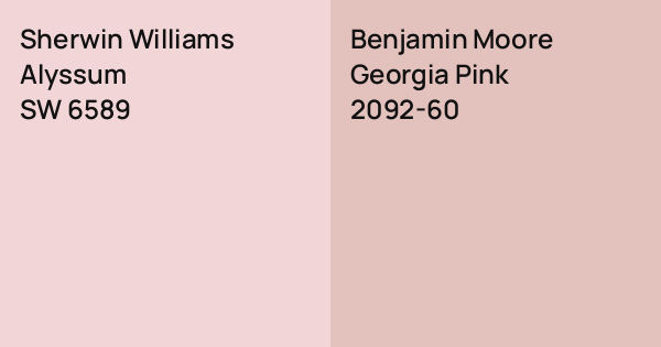 Sherwin Williams Alyssum vs. Benjamin Moore Georgia Pink comparison