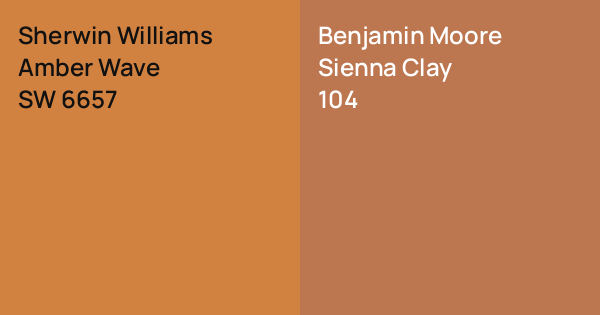 Sherwin Williams Amber Wave vs. Benjamin Moore Sienna Clay comparison