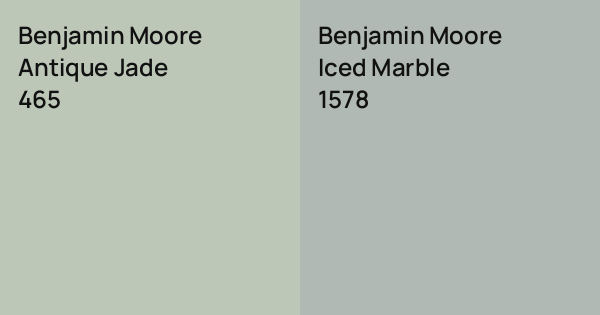 Benjamin Moore Antique Jade vs. Benjamin Moore Iced Marble comparison