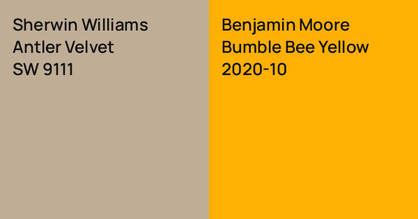 Sherwin Williams Antler Velvet vs. Benjamin Moore Bumble Bee Yellow ...