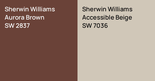 Sherwin Williams Aurora Brown vs. Sherwin Williams Accessible Beige ...