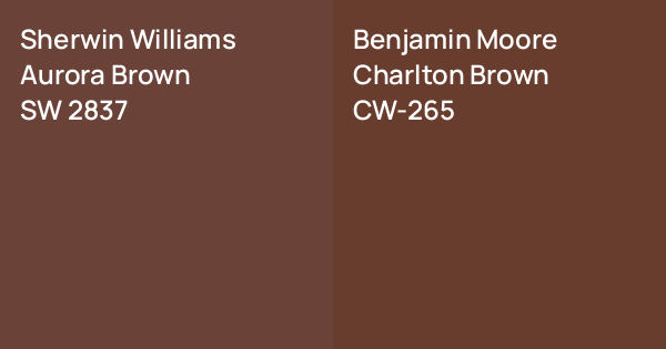 Sherwin Williams Aurora Brown vs. Benjamin Moore Charlton Brown comparison