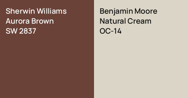 Sherwin Williams Aurora Brown vs. Benjamin Moore Natural Cream comparison