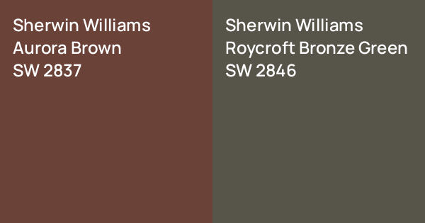 Sherwin Williams Aurora Brown vs. Sherwin Williams Roycroft Bronze ...
