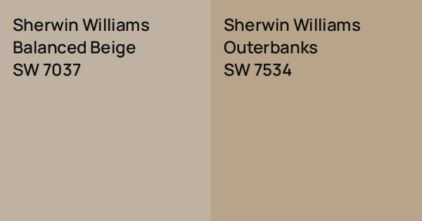 Sherwin Williams Balanced Beige vs. Sherwin Williams Outerbanks comparison
