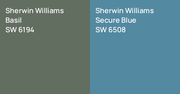 Secureblue Sherwin Williams Basil vs. Sherwin Williams Secure Blue comparison