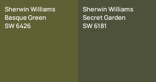 Sherwin Williams Basque Green vs. Sherwin Williams Secret Garden comparison