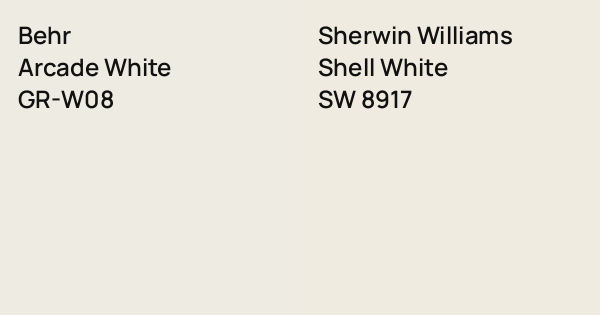 Behr Arcade White vs. Sherwin Williams Shell White comparison