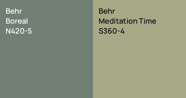 Behr Gathering Rotation Behr Boreal vs. Behr Meditation Time comparison
