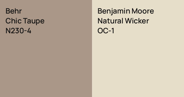 Behr Chic Taupe vs. Benjamin Moore Natural Wicker comparison