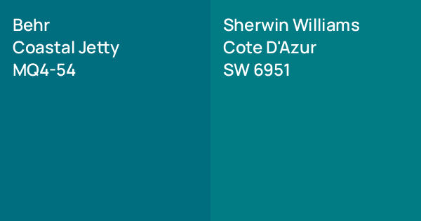 Behr Coastal Jetty vs. Sherwin Williams Cote D'Azur comparison