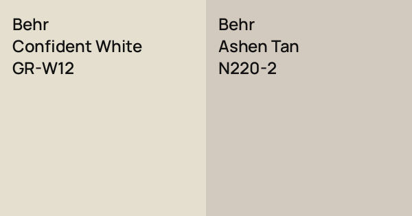 Behr Confident White vs. Behr Ashen Tan comparison