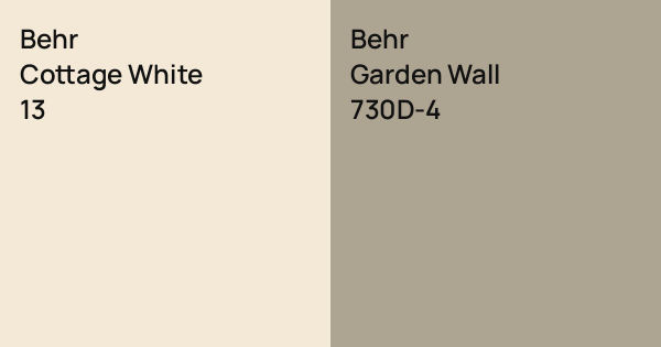 Behr Cottage White vs. Behr Garden Wall comparison