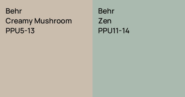 Behr Creamy Mushroom vs. Behr Zen comparison