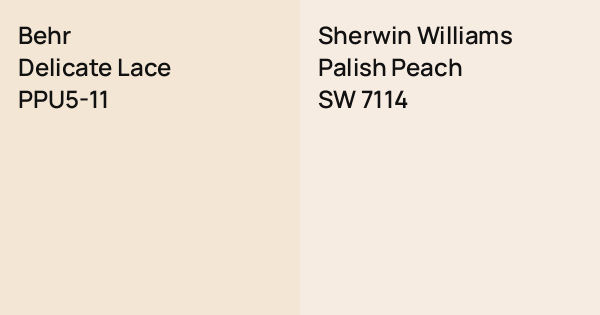 Palish Behr Delicate Lace vs. Sherwin Williams Palish Peach comparison