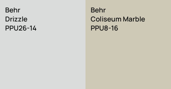 Behr Drizzle vs. Behr Coliseum Marble comparison