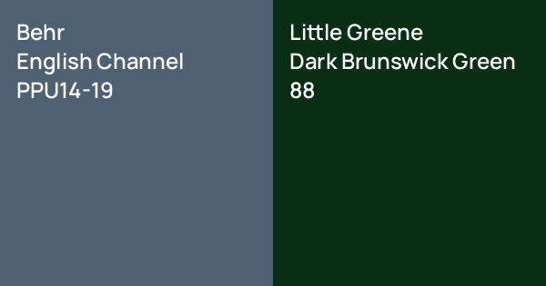 Behr English Channel vs. Little Greene Dark Brunswick Green comparison
