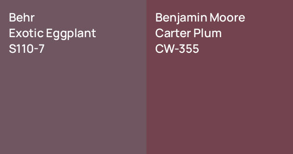 Behr Exotic Eggplant vs. Benjamin Moore Carter Plum comparison