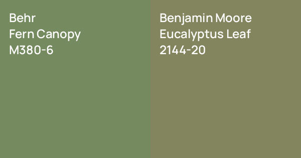 Behr Fern Canopy vs. Benjamin Moore Eucalyptus Leaf comparison