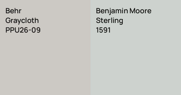 Behr Graycloth vs. Benjamin Moore Sterling comparison
