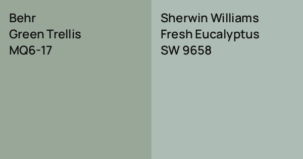 Behr Green Trellis vs. Sherwin Williams Fresh Eucalyptus comparison