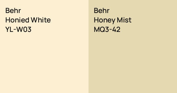 Honided Behr Honied White vs. Behr Honey Mist comparison