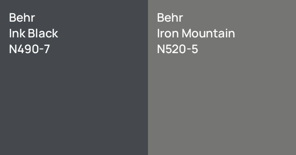 Behr Ink Black vs. Behr Iron Mountain comparison