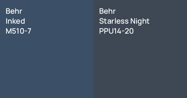 Behr Inked vs. Behr Starless Night comparison