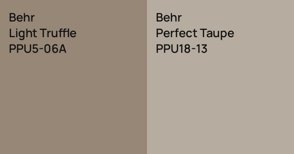 Behr Light Truffle vs. Behr Perfect Taupe comparison