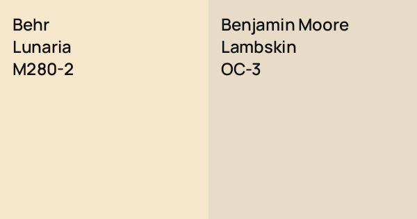 Behr Lunaria vs. Benjamin Moore Lambskin comparison