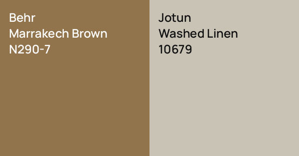 Deep Washed Brown Color Behr Marrakech Brown vs. Jotun Washed Linen comparison
