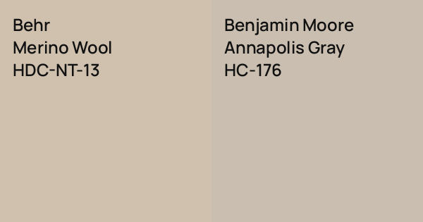 Behr Merino Wool vs. Benjamin Moore Annapolis Gray comparison